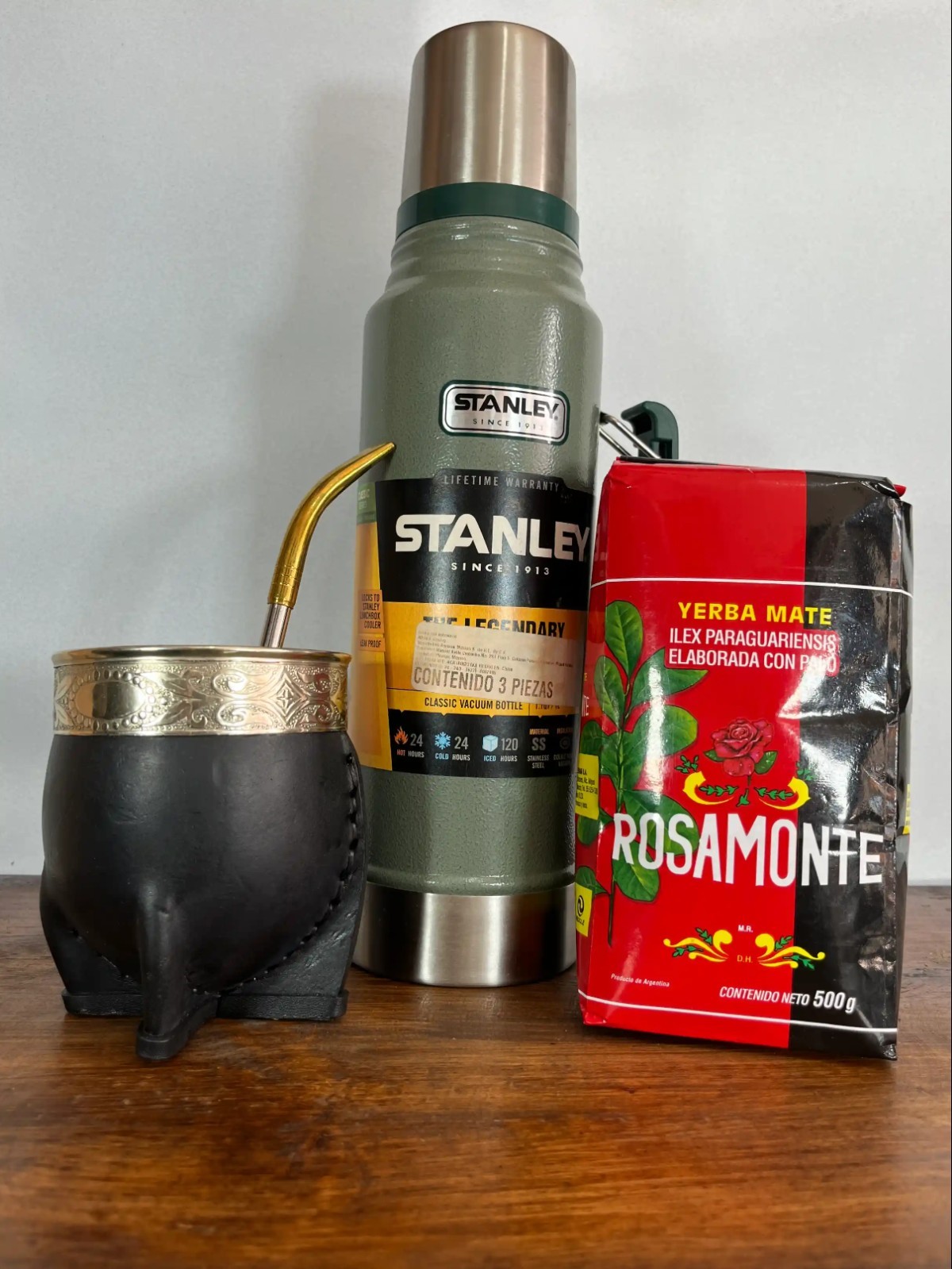 kit Premium: Termo Stanley 1L + Mate Imperial + Bombilla Bronce + Yerba